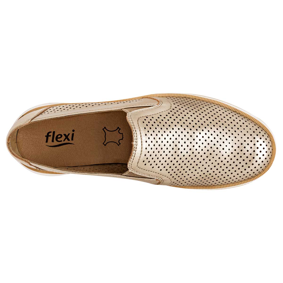 Mocasines Exterior Piel Color Oro Para Mujer De Flexi