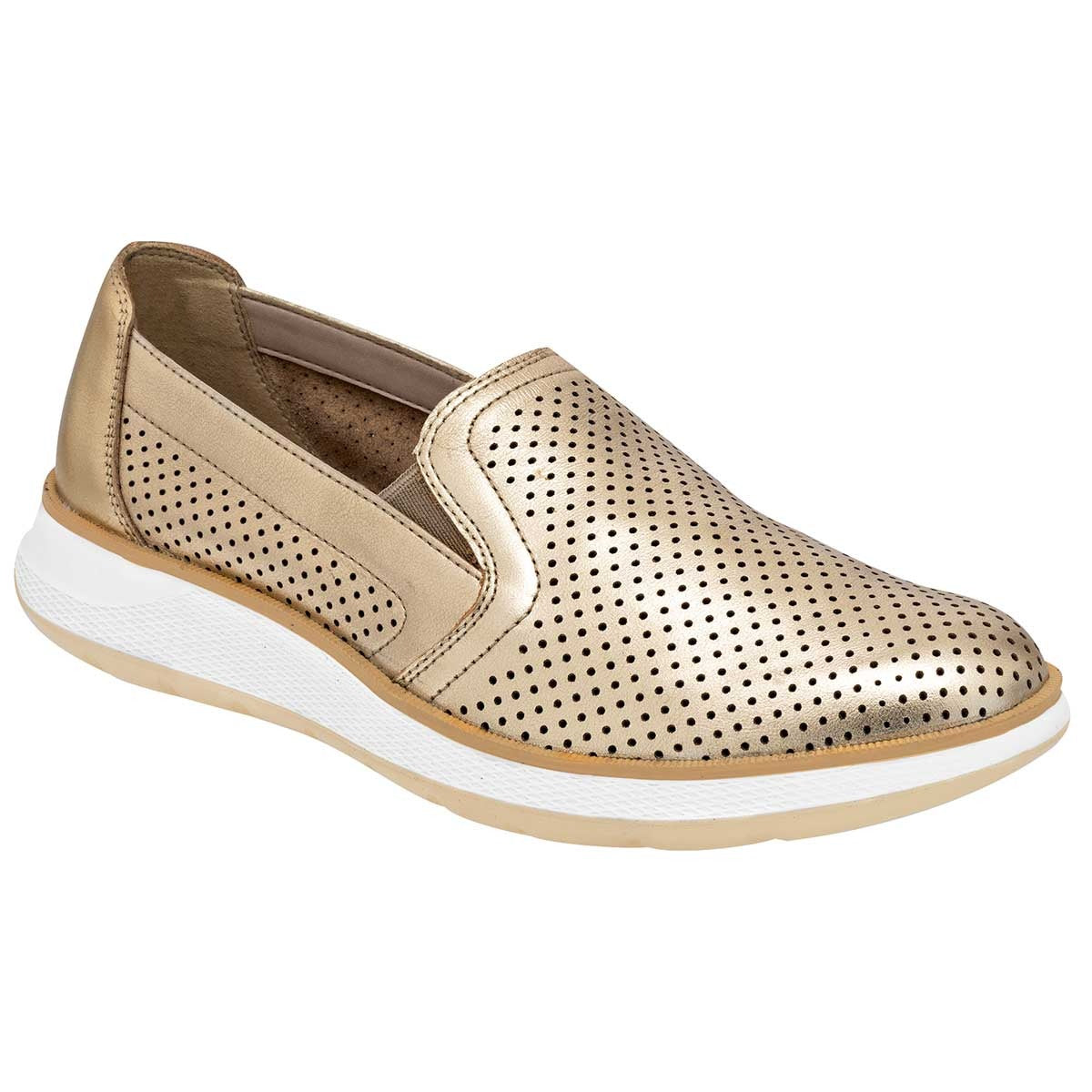 Mocasines Exterior Piel Color Oro Para Mujer De Flexi