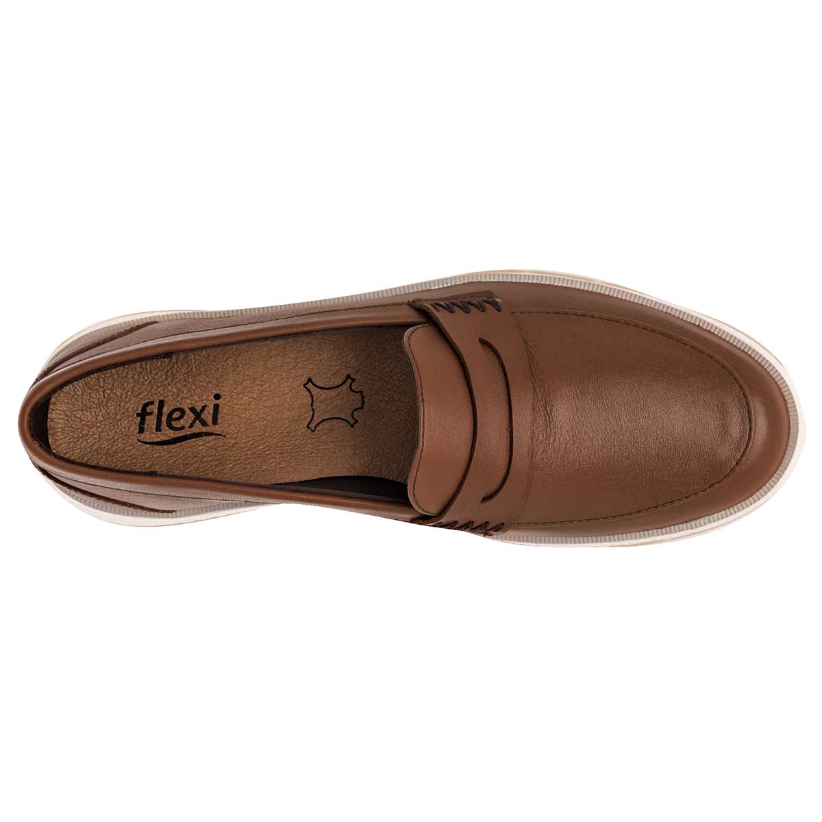 Mocasines Exterior Piel Color Camel Para Mujer De Flexi