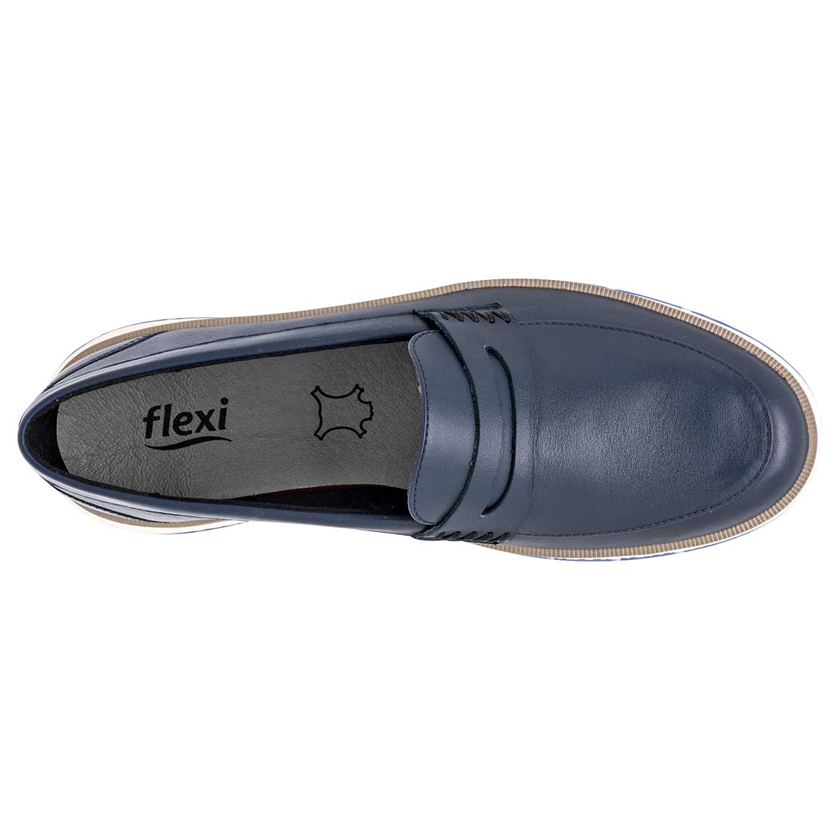 Mocasines Exterior Piel Color Marino Para Mujer De Flexi