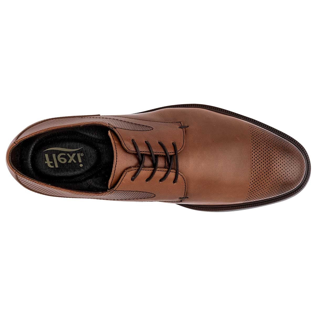 Zapato Oxfords Exterior Piel Color Camel Para Hombre De Flexi