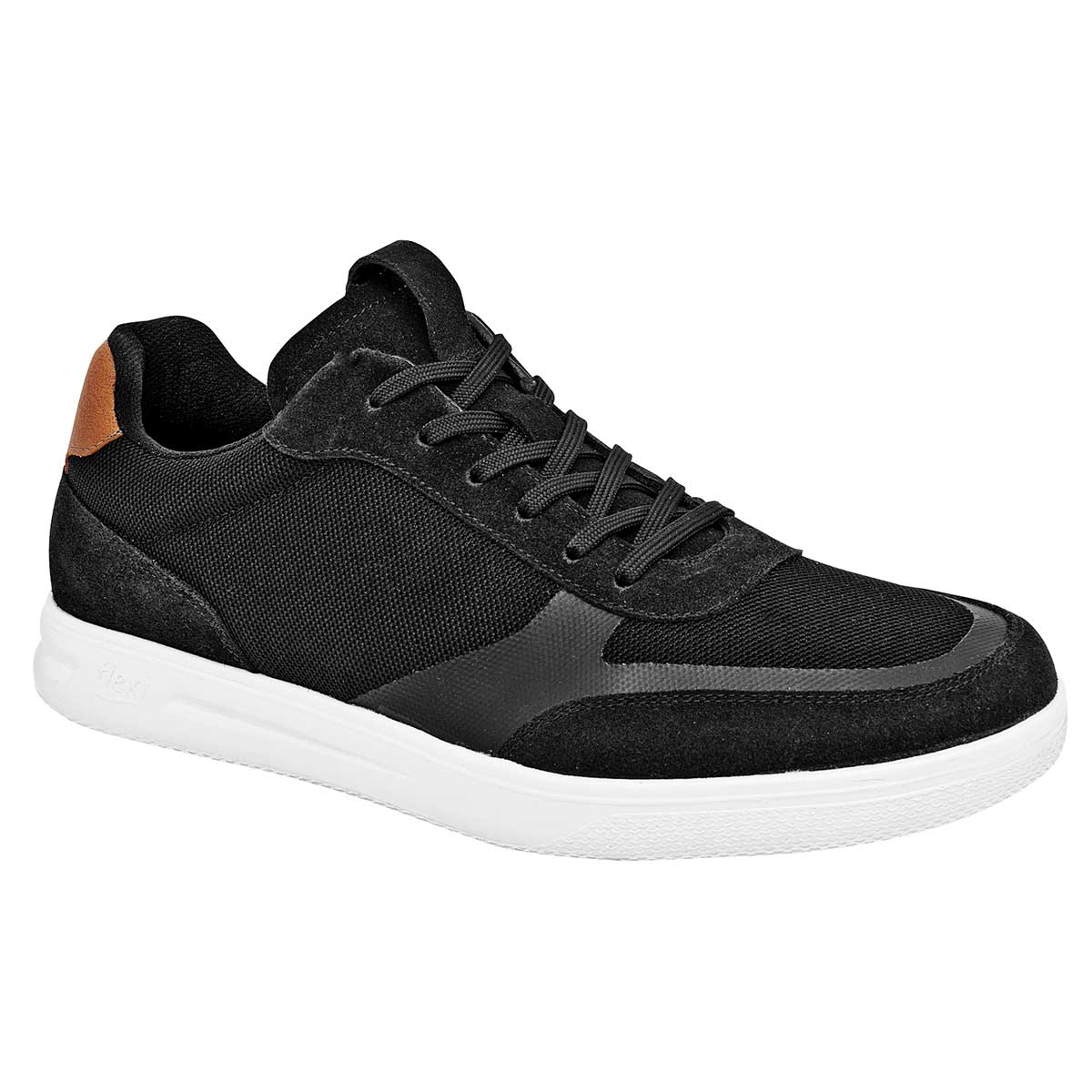 Tenis tipo deportivo Exterior Textil Color Negro Con Camel Para Hombre De Flexi