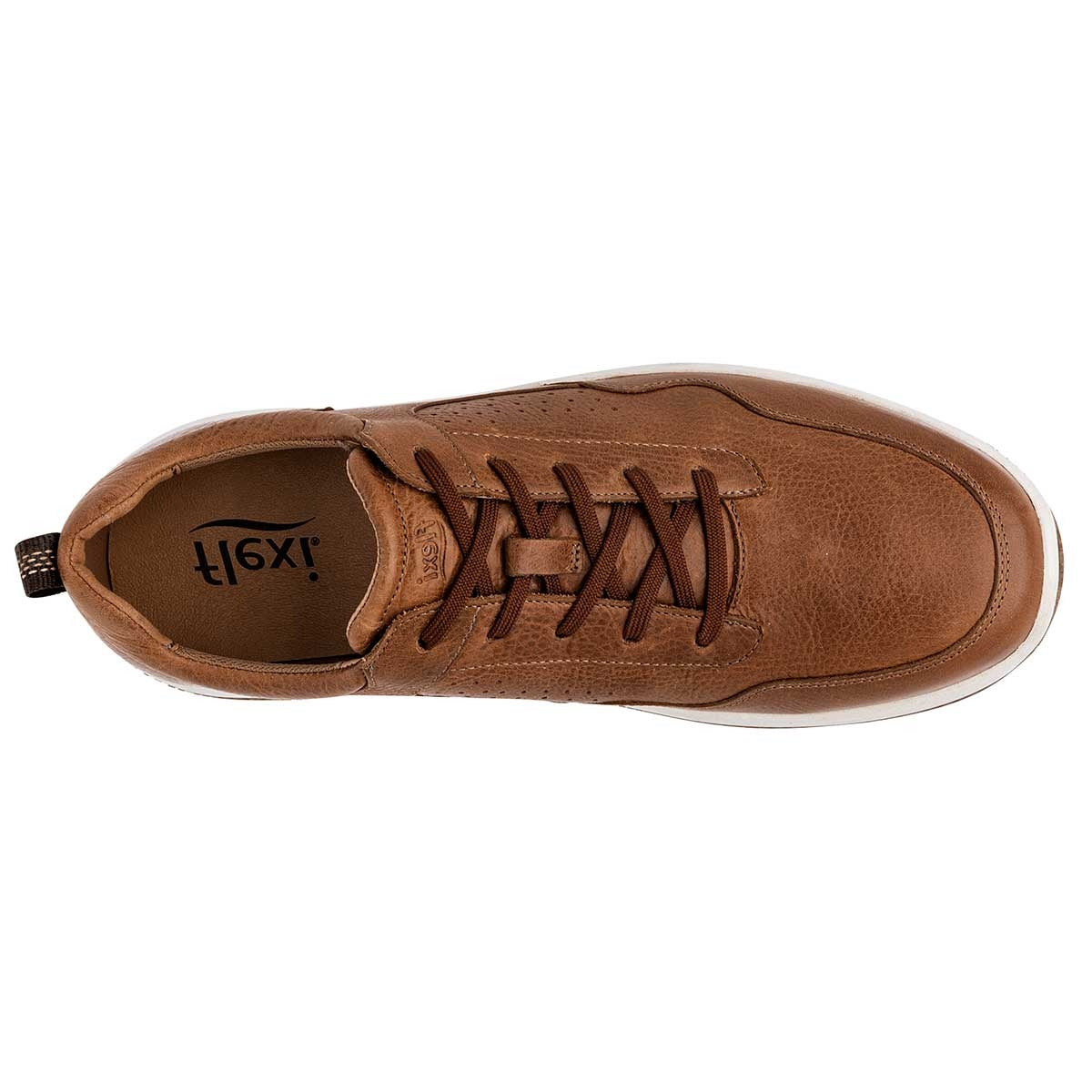 Tenis con Cordones Exterior Piel Color Camel Para Hombre De Flexi