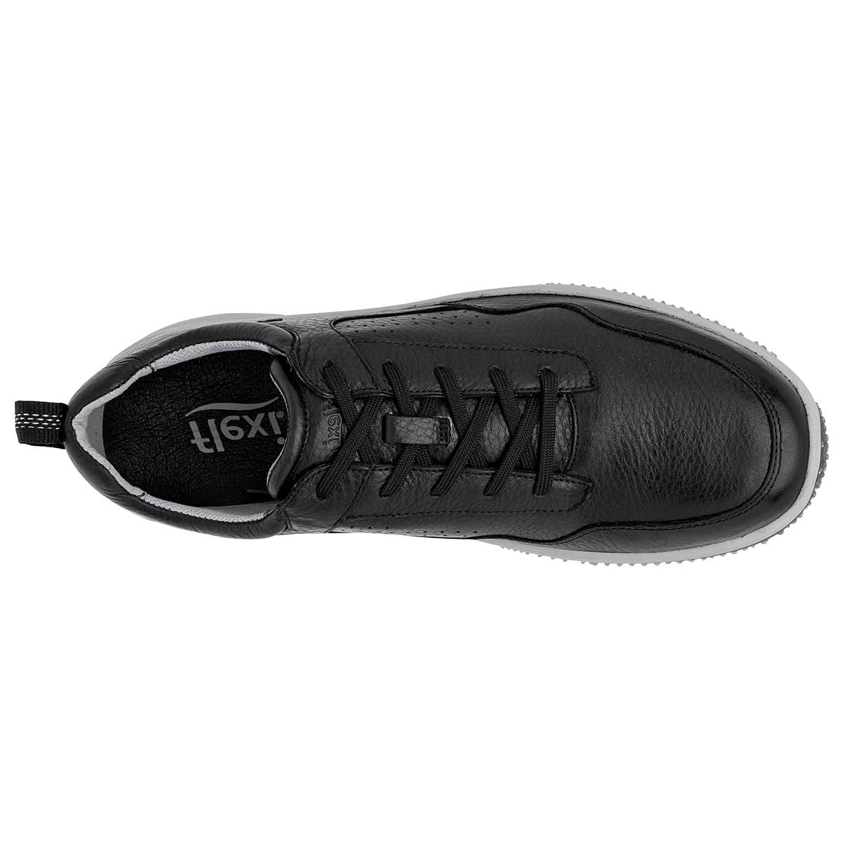 Tenis con Cordones Exterior Piel Color Negro Para Hombre De Flexi