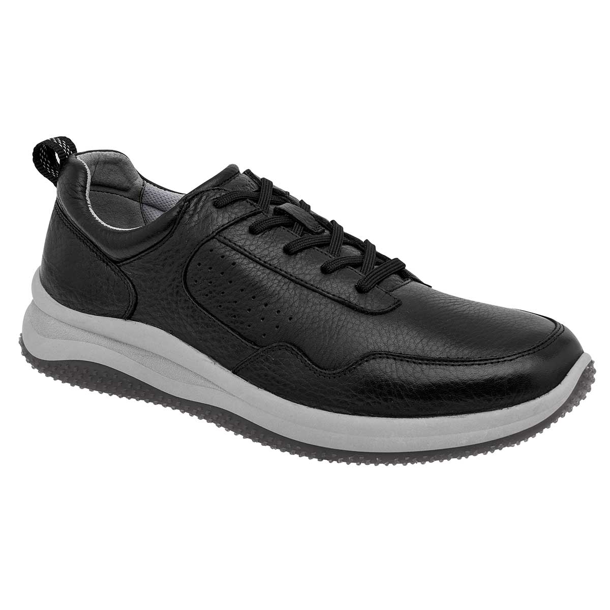 Tenis con Cordones Exterior Piel Color Negro Para Hombre De Flexi