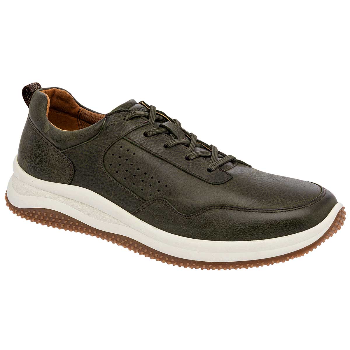 Tenis con Cordones Exterior Piel Color Olivo Para Hombre De Flexi