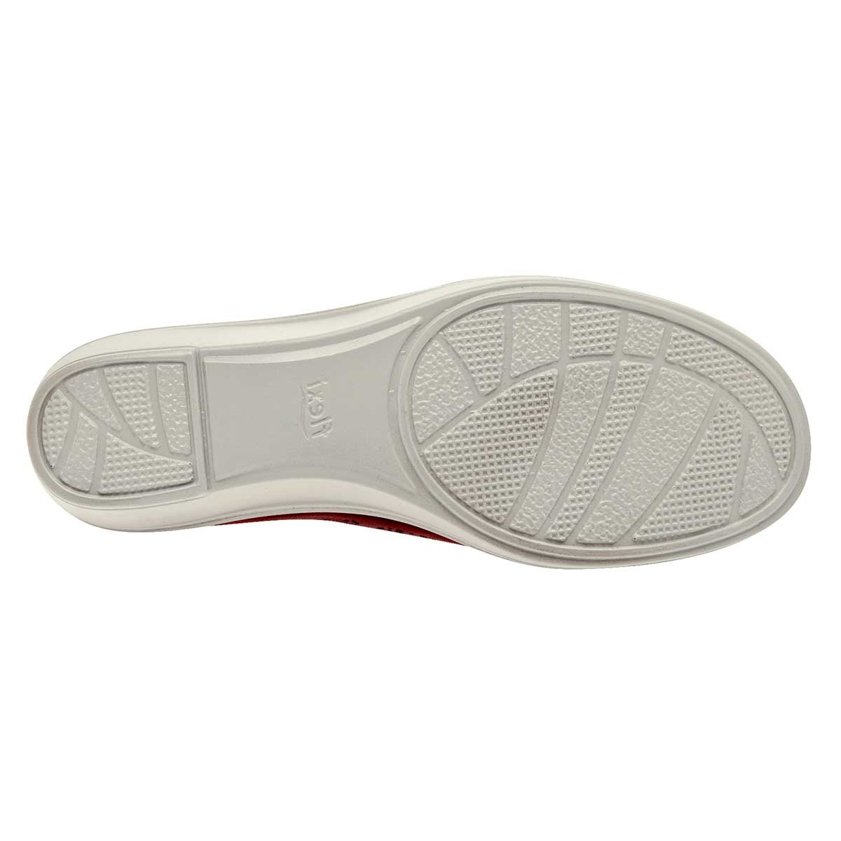 Zapato Confort Exterior Piel Color Rojo Para Mujer De Flexi