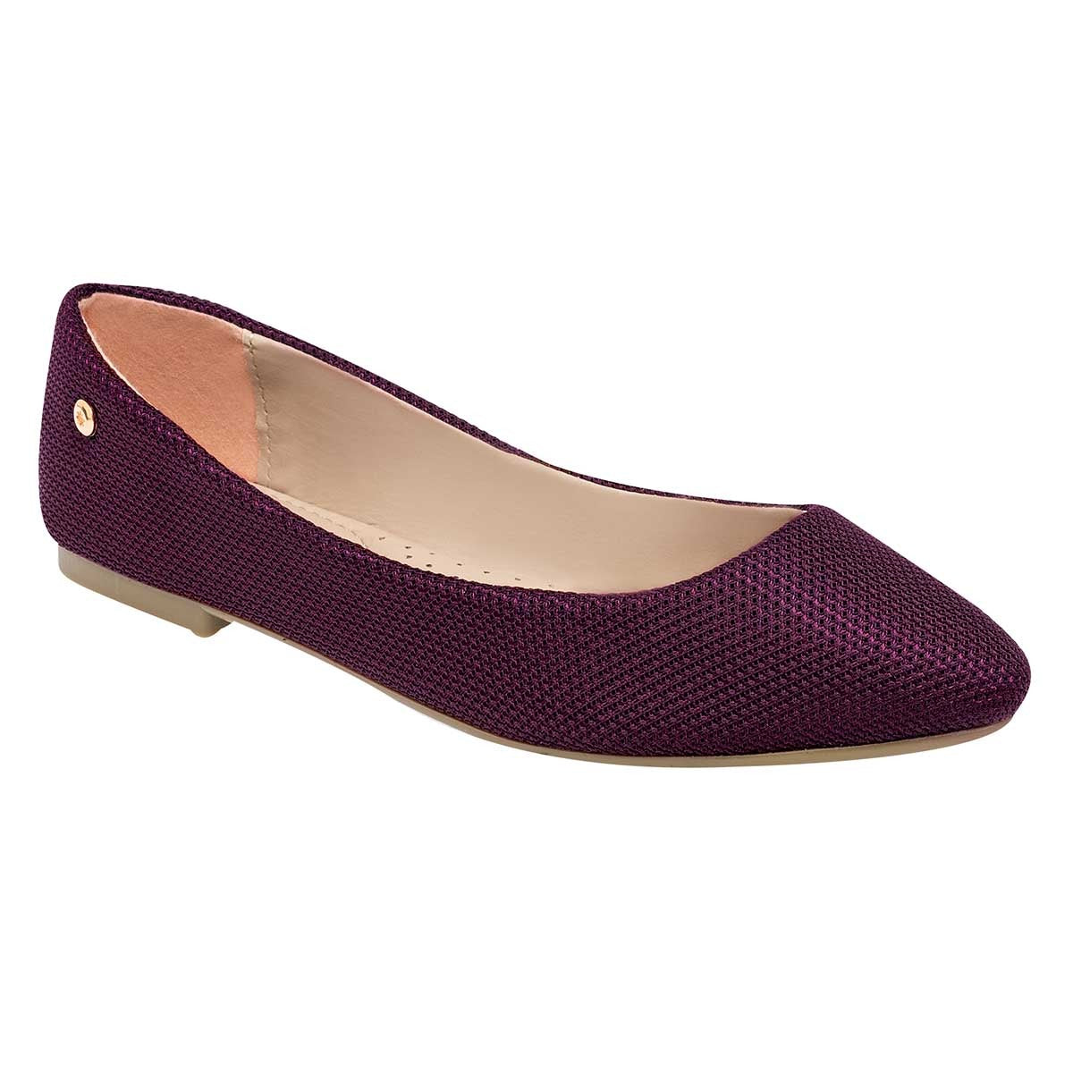 Flats clásicas Exterior Textil Color Vino Para Mujer De Moramora