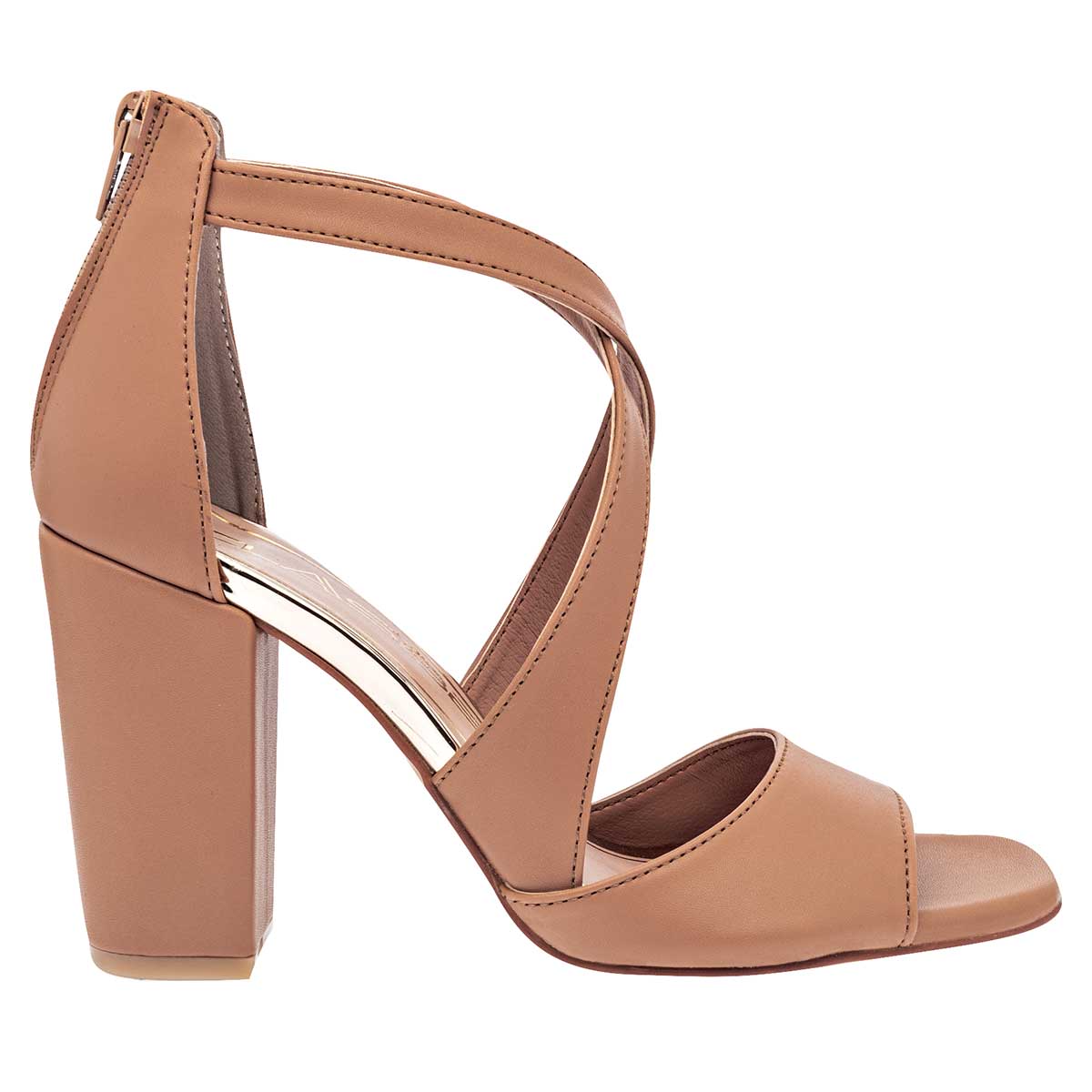 Sandalia con Tacón Exterior Sintético Color Camel Para Mujer De Clasben