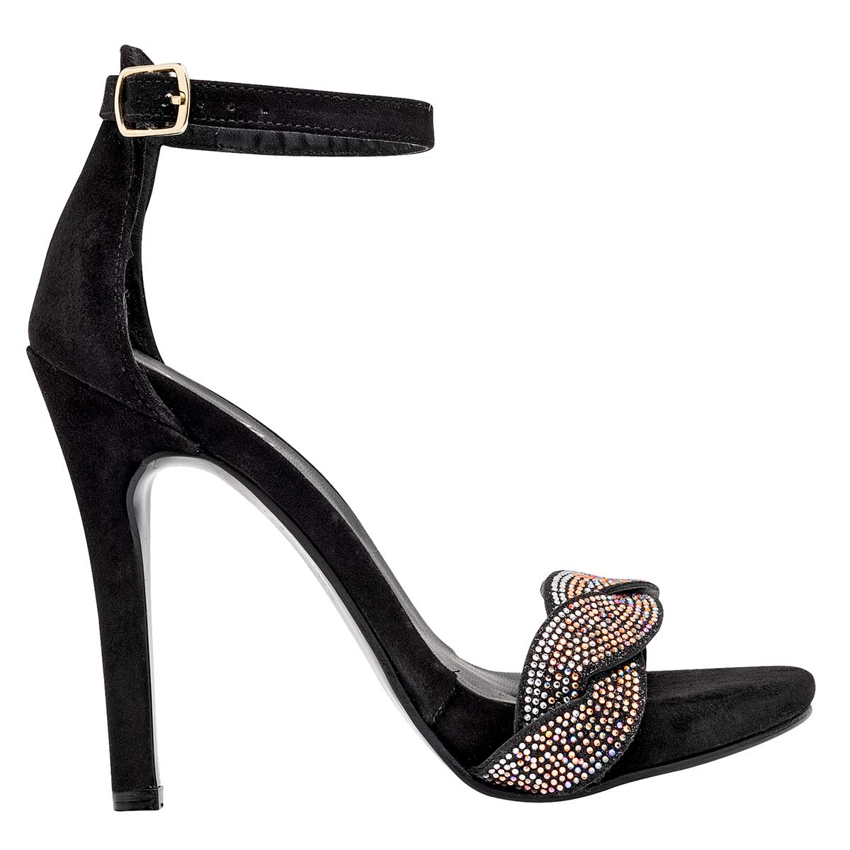 Sandalia con Tacón Exterior Sintético Color Negro Para Mujer De Crivelli