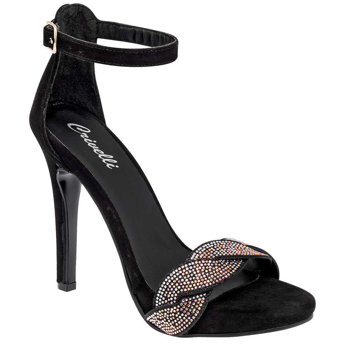 Sandalia con tacón Exterior Sintético Color Negro Para Mujer De Crivelli