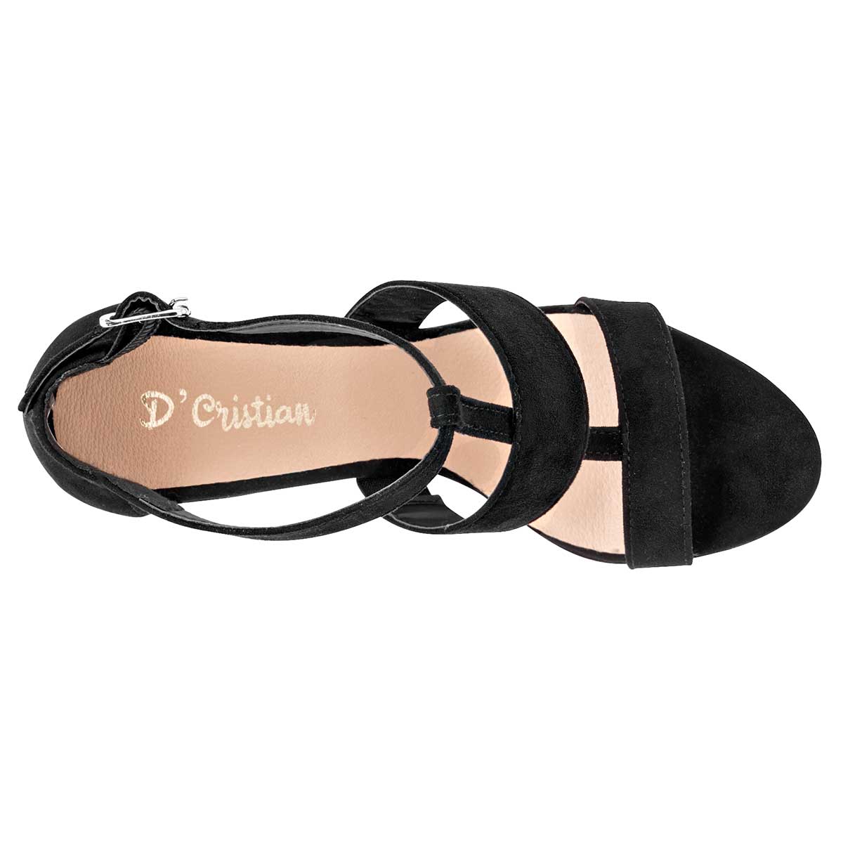 Sandalia con Tacón Exterior Textil Color Negro Para Mujer De D'Cristian