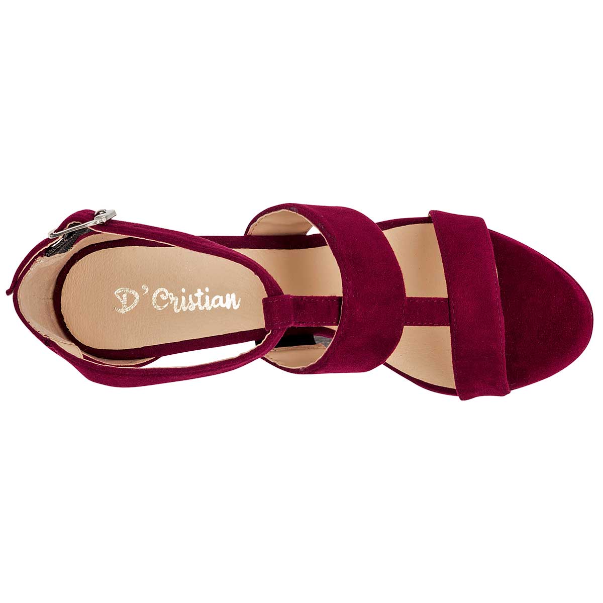 Sandalia con Tacón Exterior Textil Color Vino Para Mujer De D'Cristian