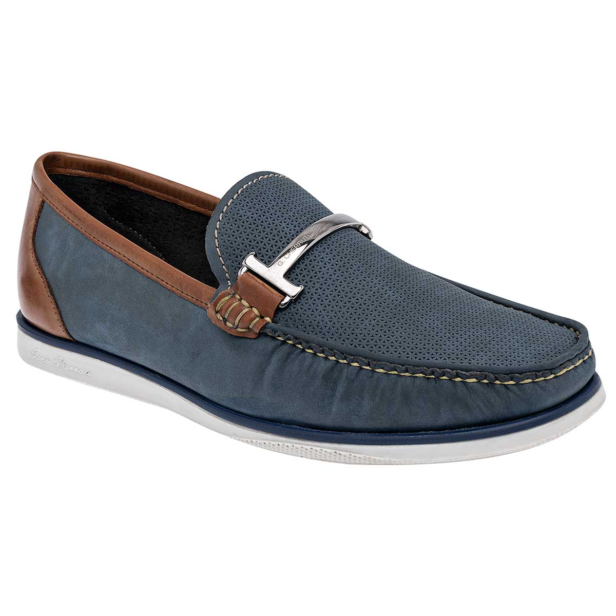 Mocasines Exterior Piel Sintética Color Azul Para Hombre De Gino Cherruti