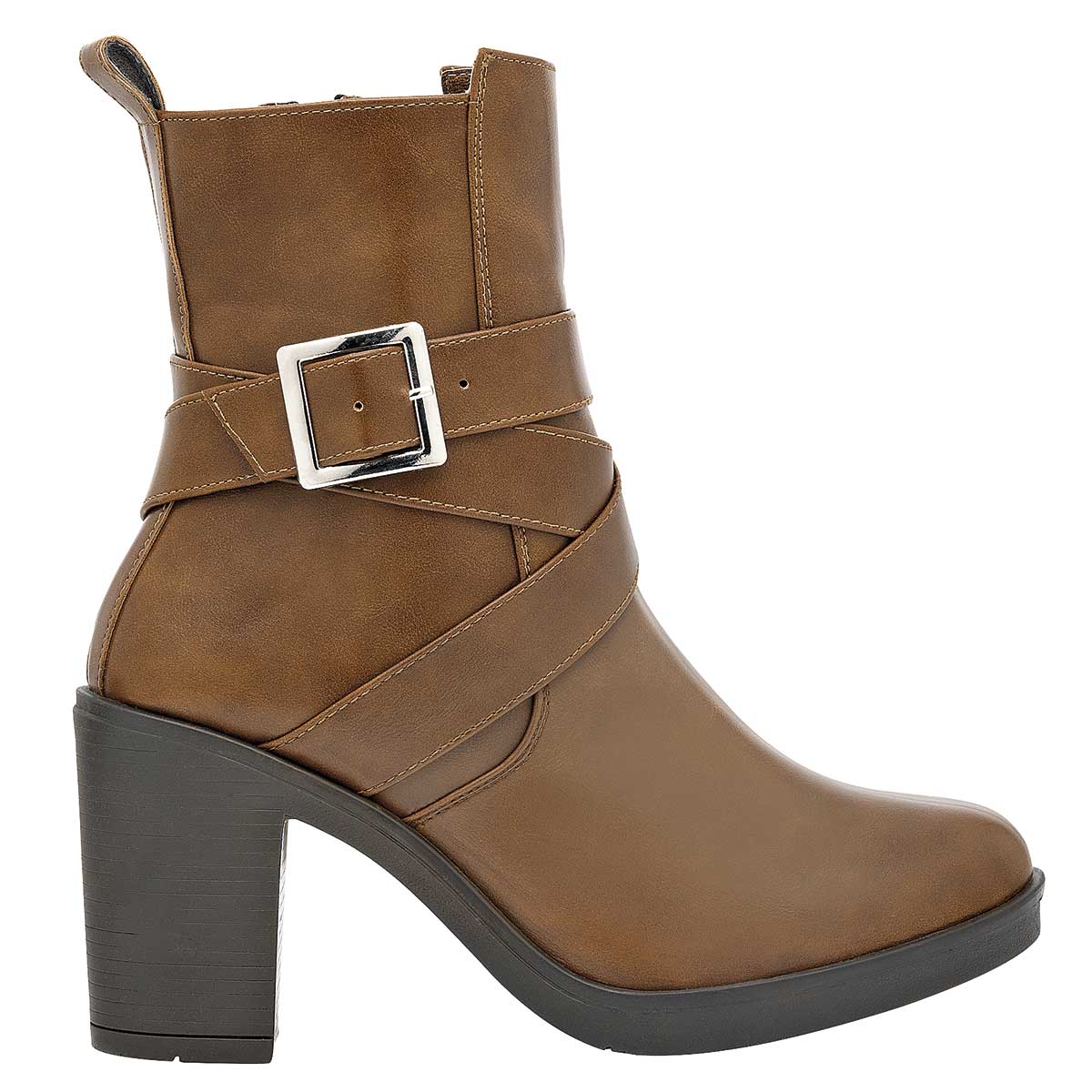 Botín con tacón Exterior Sintético Color Café Para Mujer De RBCOLLECTION