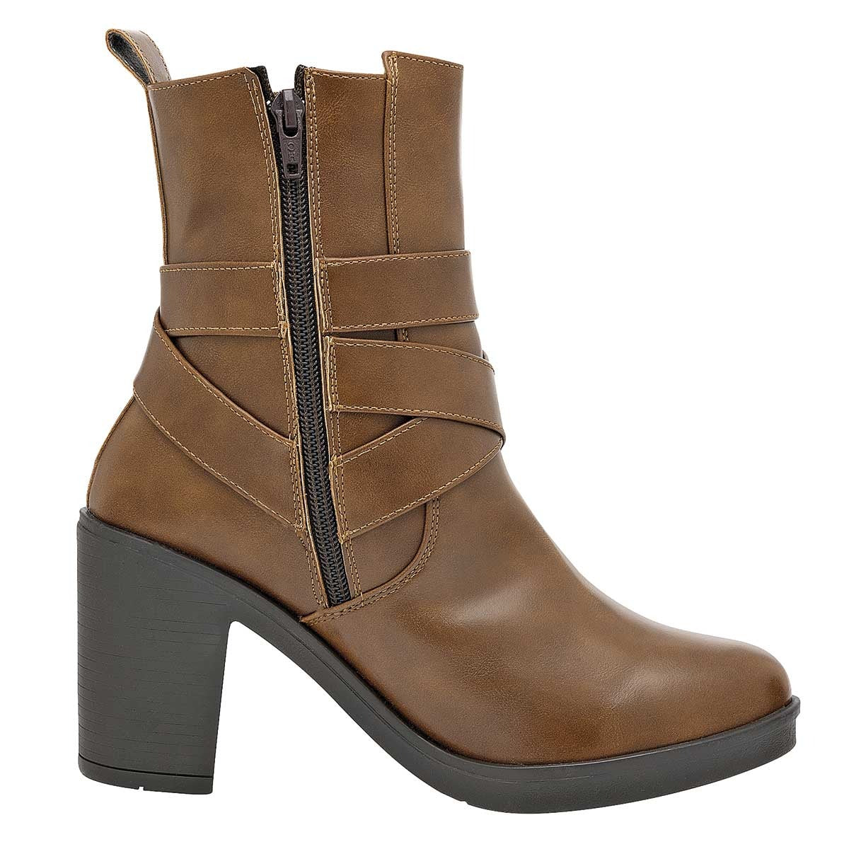 Botín con tacón Exterior Sintético Color Café Para Mujer De RBCOLLECTION