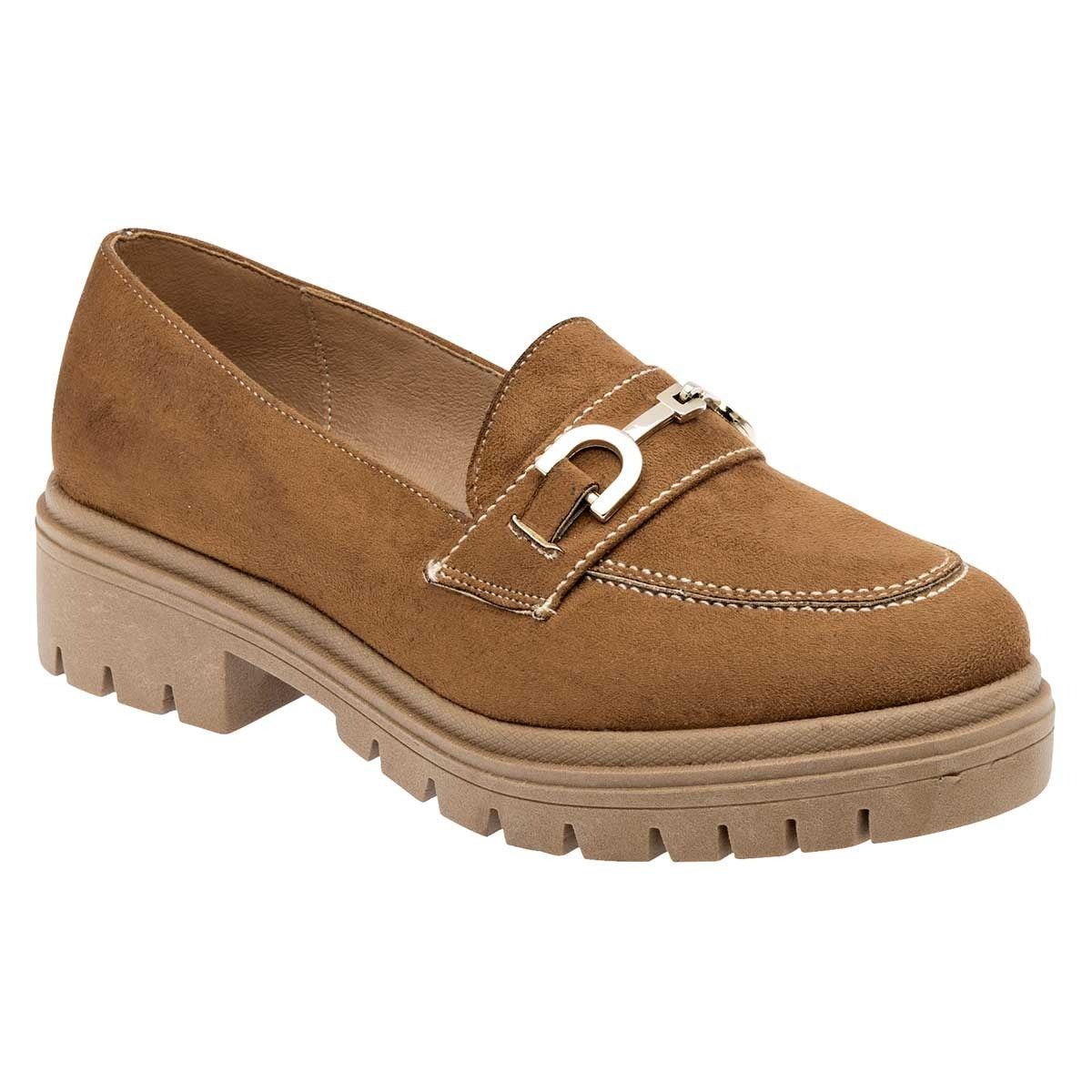 Mocasines Exterior Textil Color Camel Para Mujer De Lady One