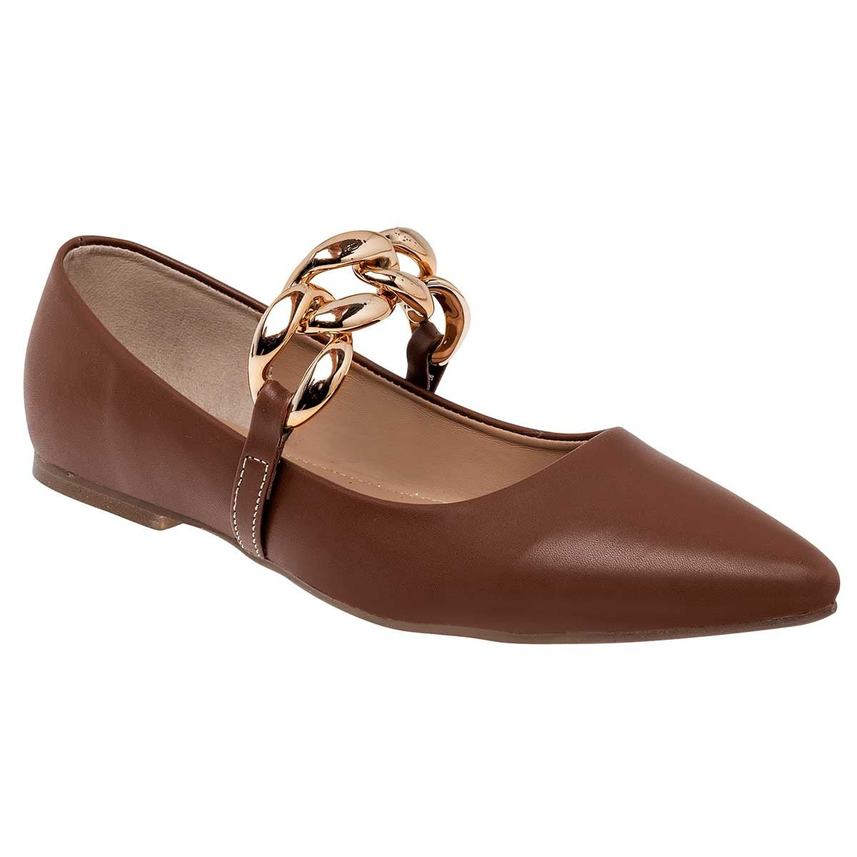 Flats puntales Exterior Piel sintética Color Camel Para Mujer De Lady One