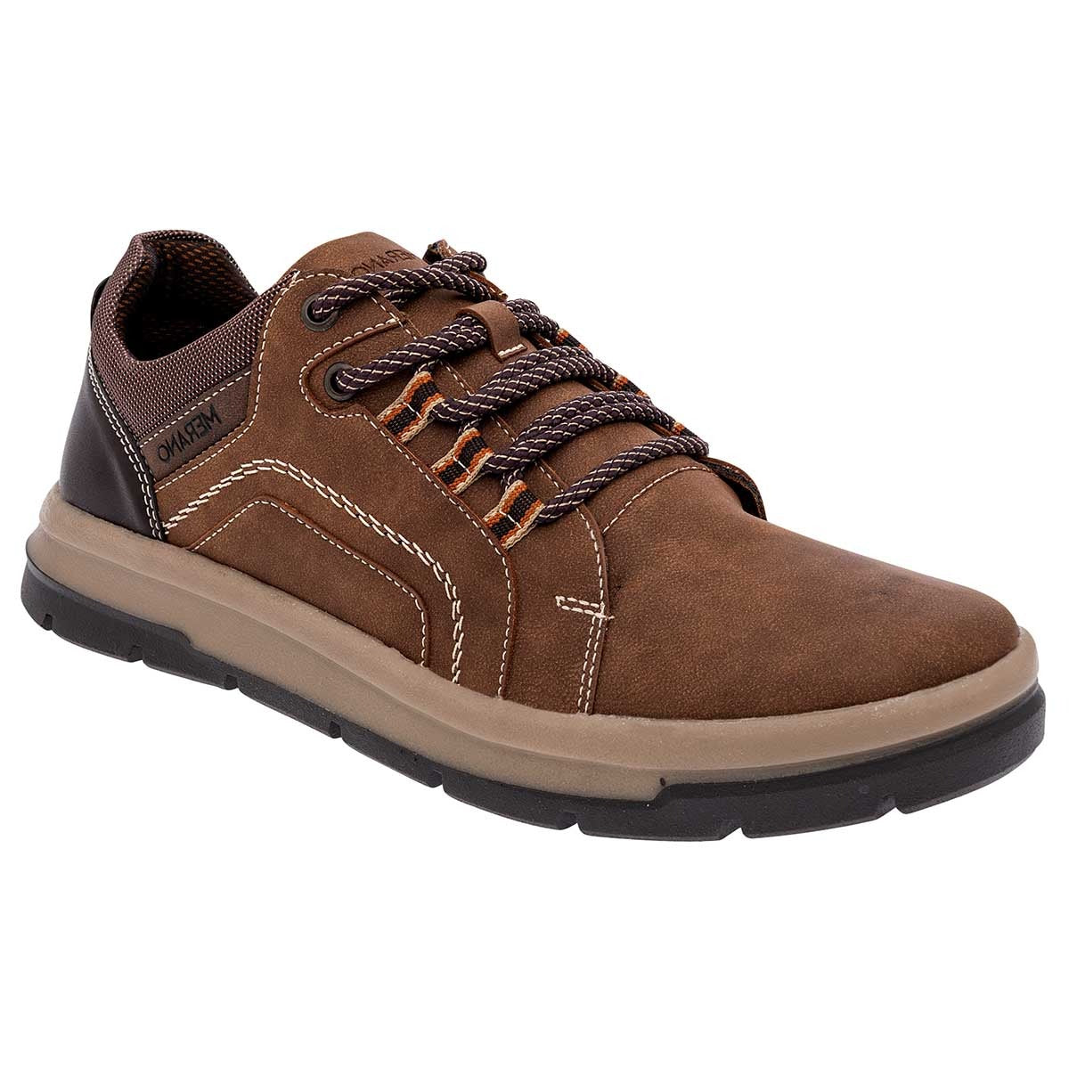 Zapato Senderismo Exterior Piel Sintética Color Camel Con Café Para Hombre De Merano