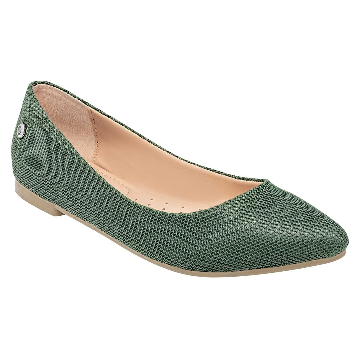 Flats clásicas Exterior Textil Color Olivo Para Mujer De Moramora