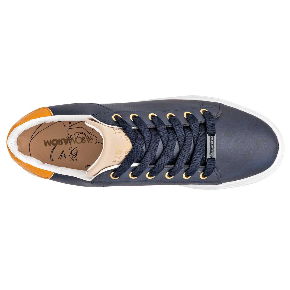 Tenis con Cordones Exterior Piel Sintética Color Marino Para Hombre De Moramora