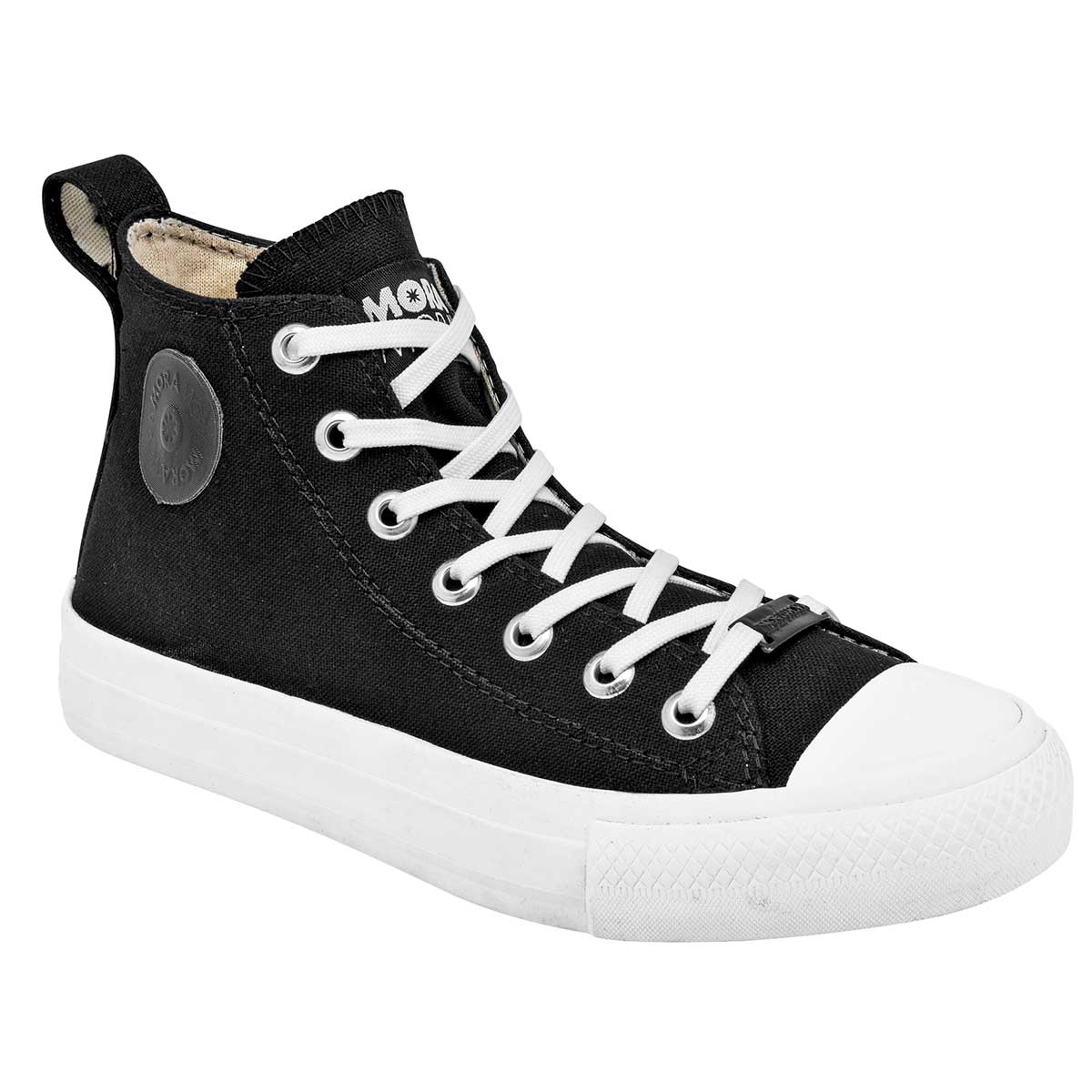 Tenis botín Exterior Textil Color Negro Con Blanco Para Mujer De Moramora