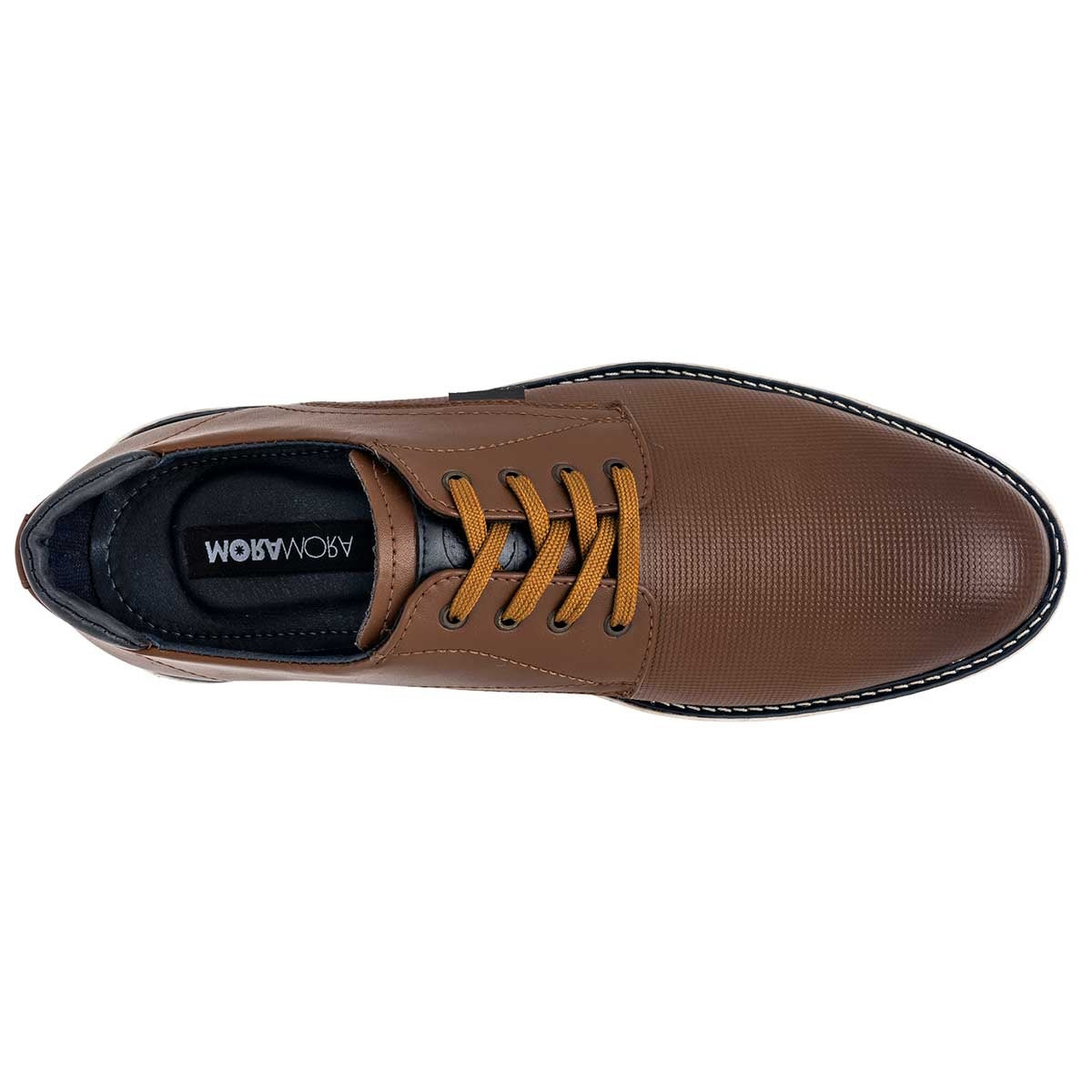 Zapato Oxfords Exterior Piel Sintética Color Café Para Hombre De Moramora