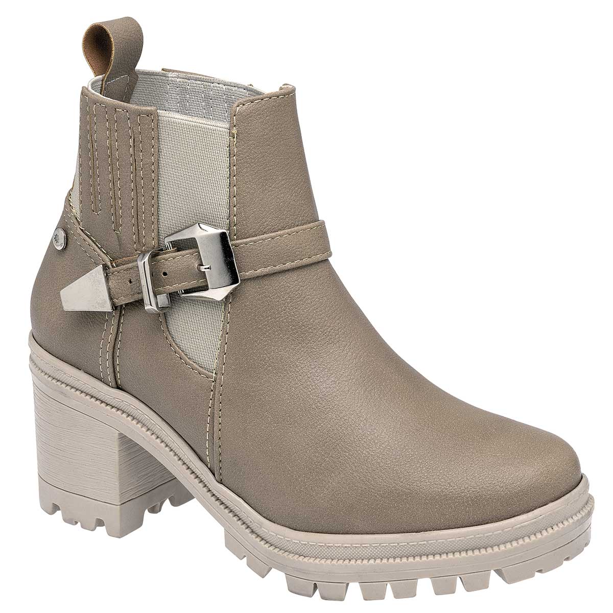 Botín con tacón Exterior Sintético Color Beige  Para Mujer De Moramora