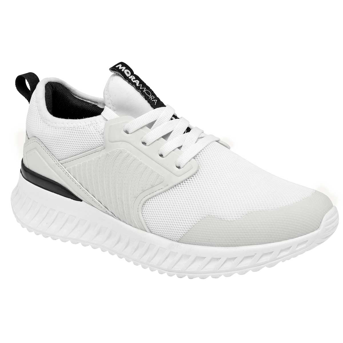 Tenis tipo deportivo Exterior Textil Color Blanco Negro Para Hombre De Moramora