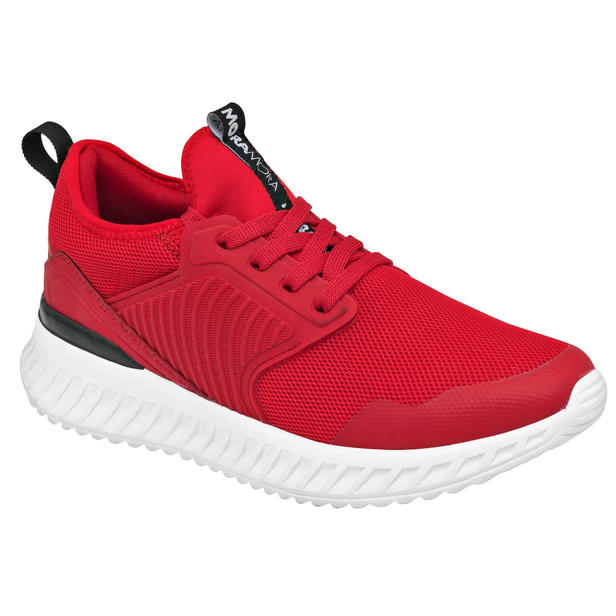 Tenis tipo deportivo Exterior Textil Color Rojo Con Negro Para Hombre De Moramora