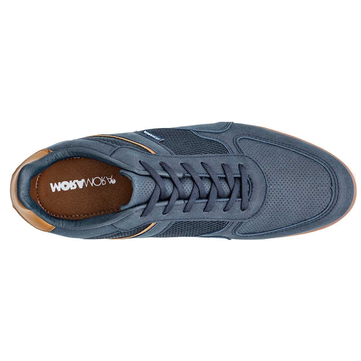 Tenis con Cordones Exterior Piel Sintética Color Marino Para Hombre De Moramora