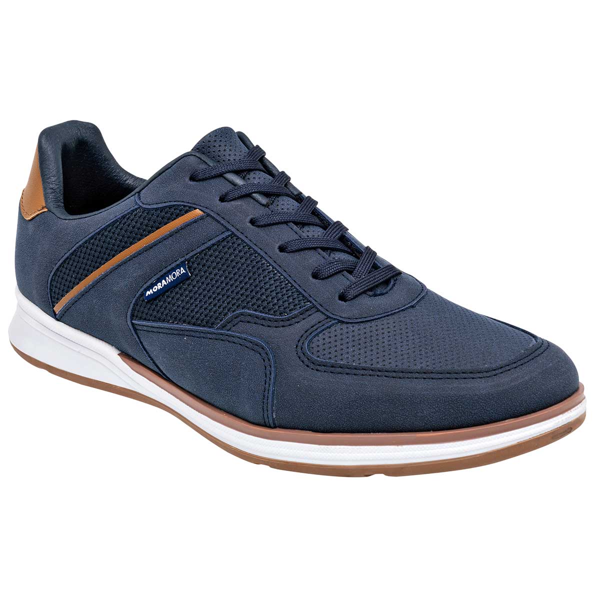 Tenis con Cordones Exterior Piel Sintética Color Marino Para Hombre De Moramora