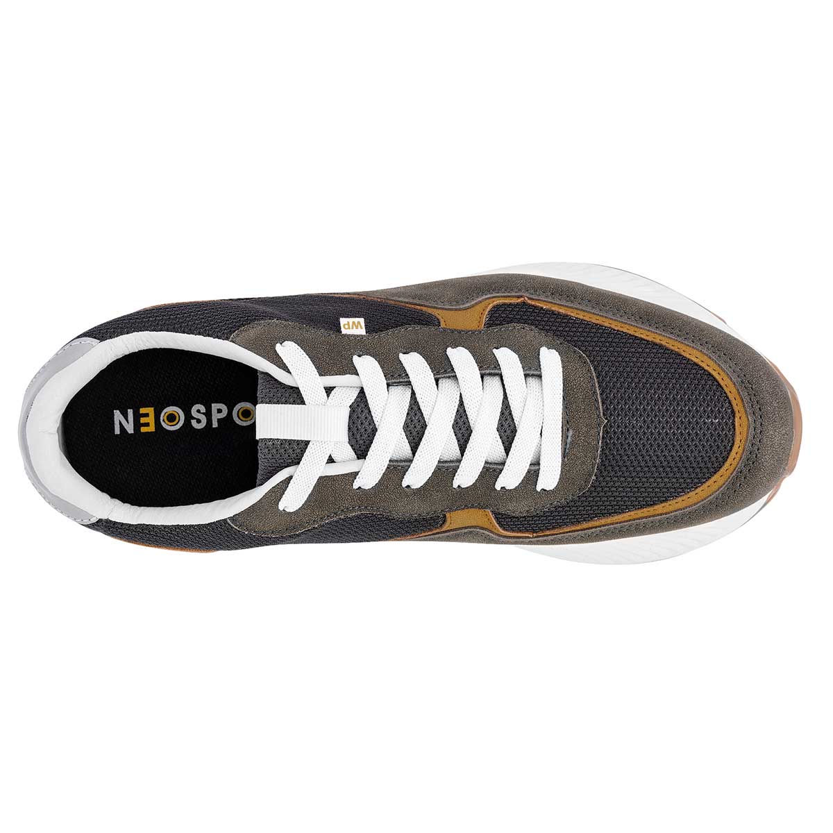 Tenis tipo deportivo Exterior Piel Sintética Color Gris Con Amarillo Para Hombre De Neosport