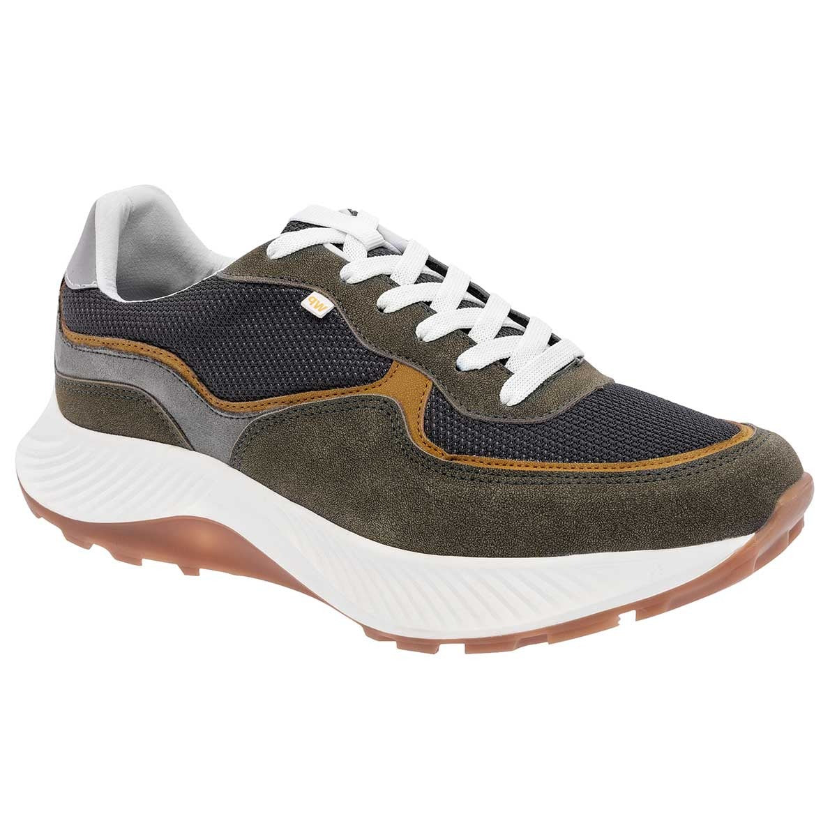Tenis tipo deportivo Exterior Piel Sintética Color Gris Con Amarillo Para Hombre De Neosport