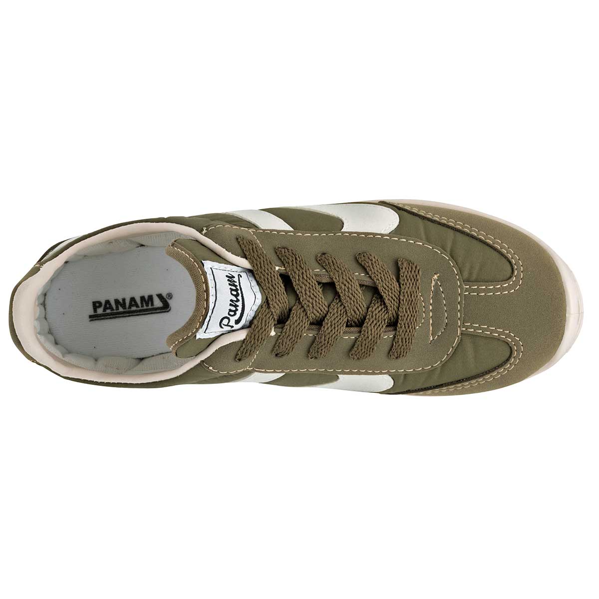 Tenis Con cordones Exterior Piel sintética Color Olivo Para Mujer De Panam