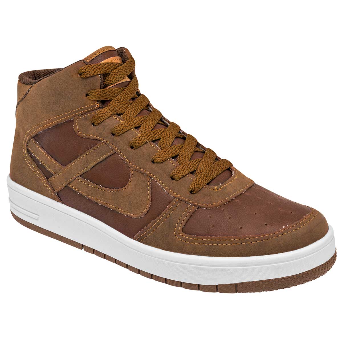 Tenis botín Exterior Piel Sintética Color Camel Para Hombre De Panam