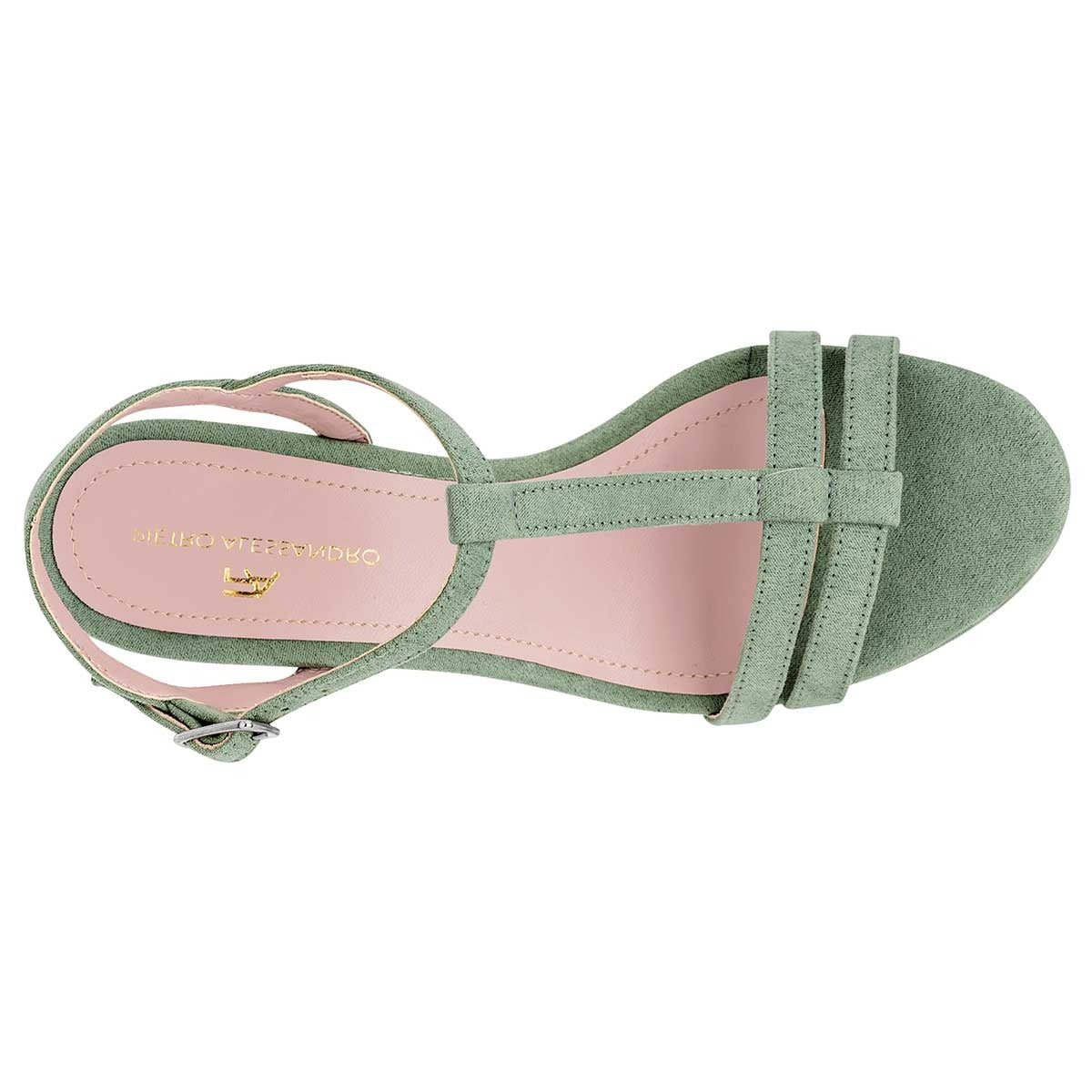 Sandalia con Tacón Exterior Sintético Color Verde Para Mujer De Pietro Alessandro