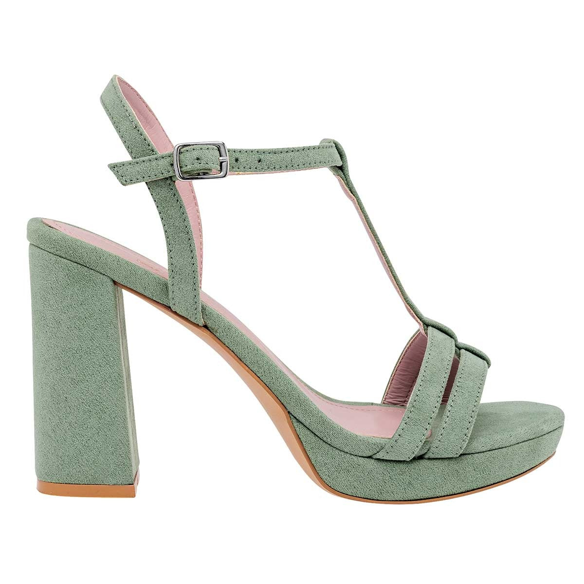 Sandalia con Tacón Exterior Sintético Color Verde Para Mujer De Pietro Alessandro