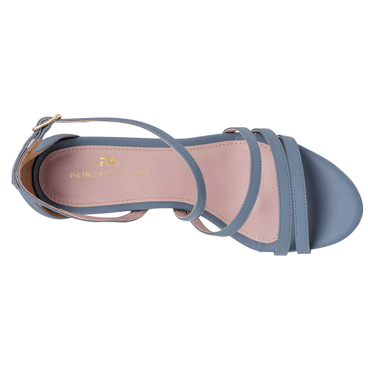 Sandalia con Tacón Exterior Sintético Color Azul Para Mujer De Pietro Alessandro