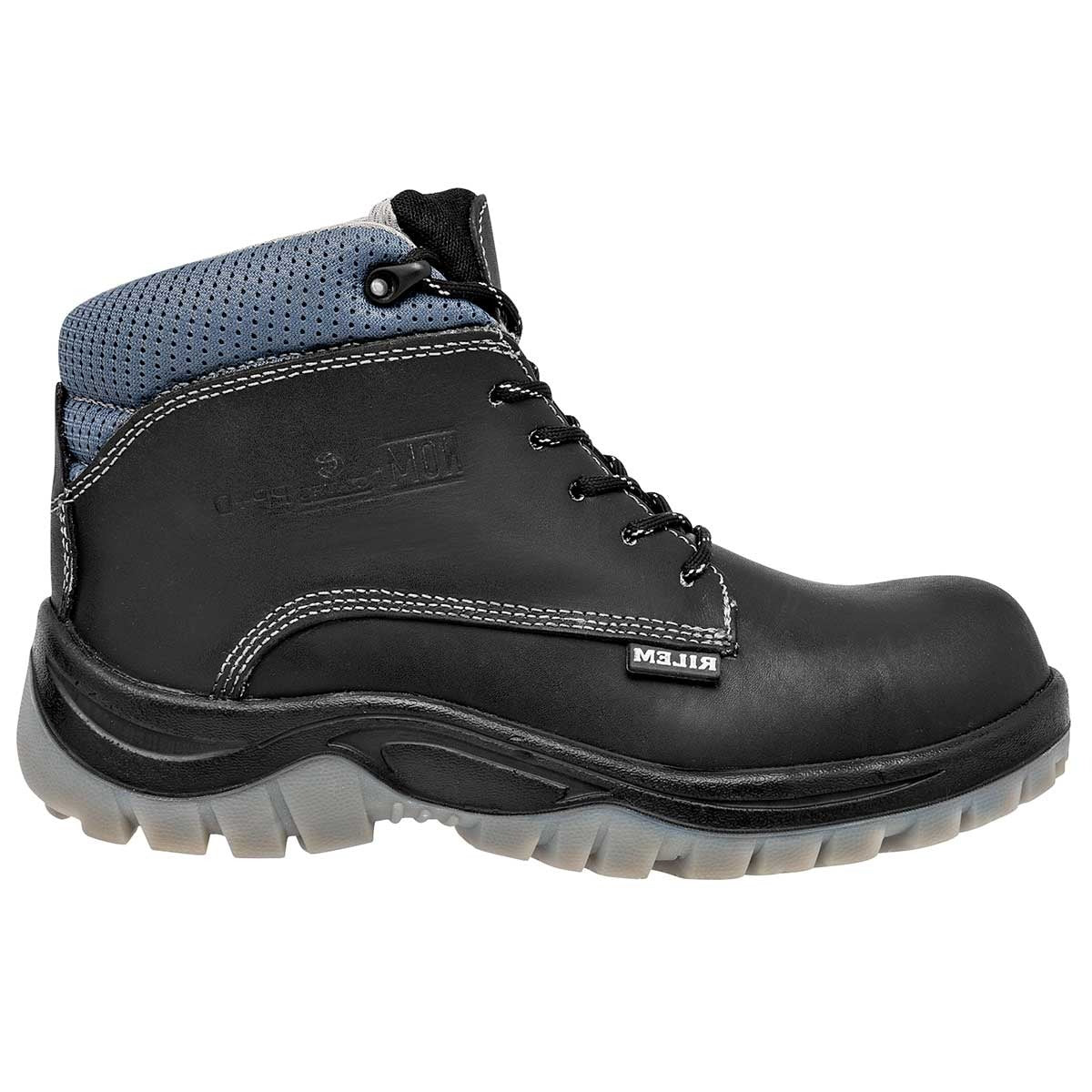 Botas industriales Exterior Piel Color Negro Con Gris Para Hombre De RBCOLLECTION