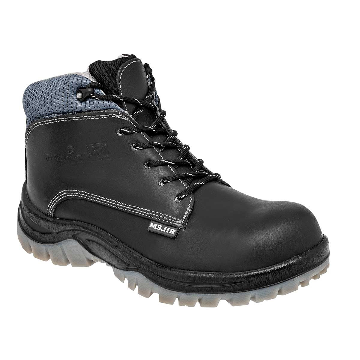 Bota industrial Exterior Piel Color Negro Con Gris Para Hombre De RBCOLLECTION