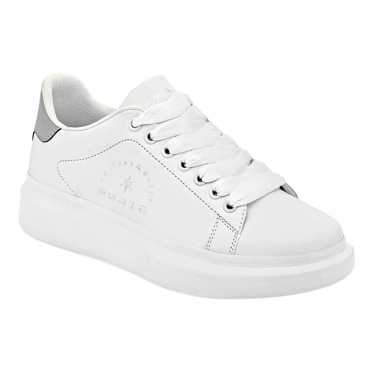 Tenis tipo deportivo Exterior Piel sintética Color Blanco Para Mujer De Stars of the World