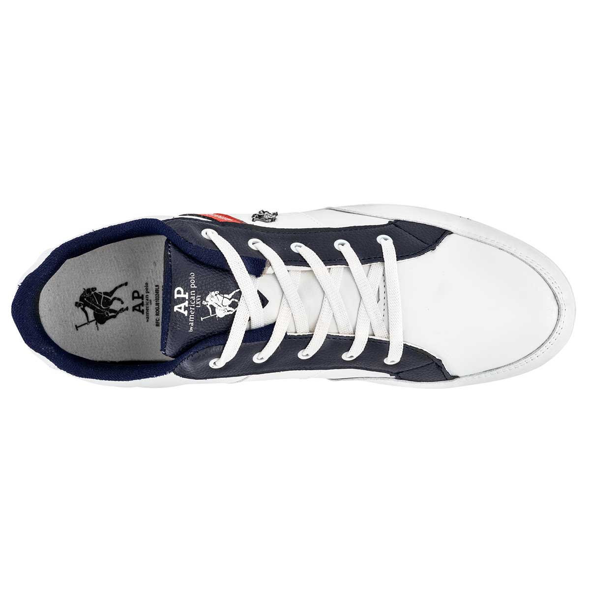 Tenis con cordones Exterior Piel Sintética Color Blanco Con Marino Para Hombre De American Polo