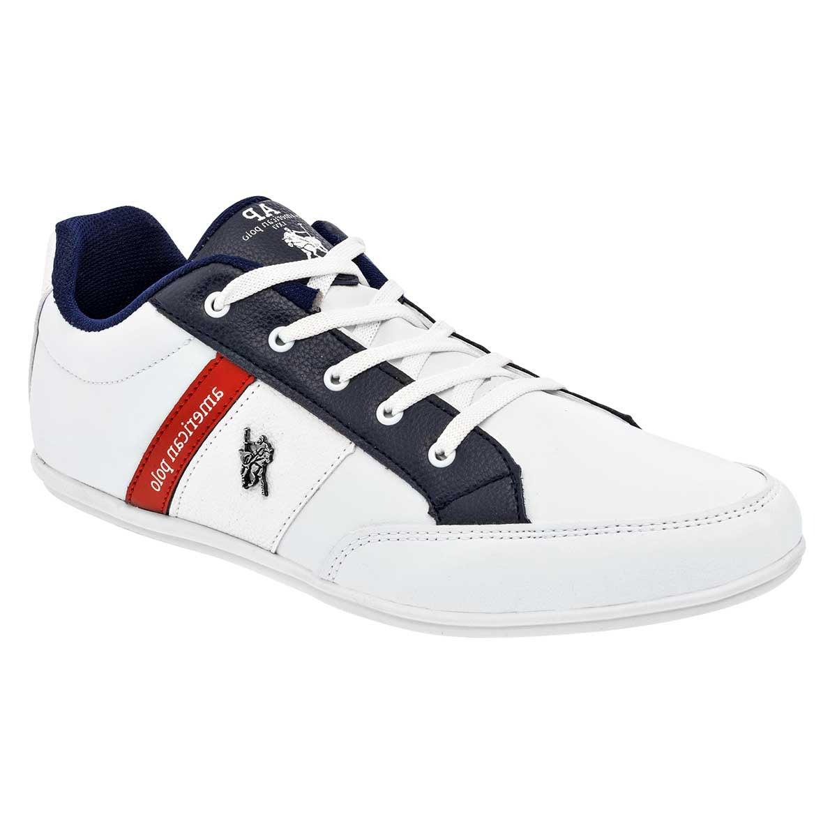 Tenis con cordones Exterior Piel Sintética Color Blanco Con Marino Para Hombre De American Polo