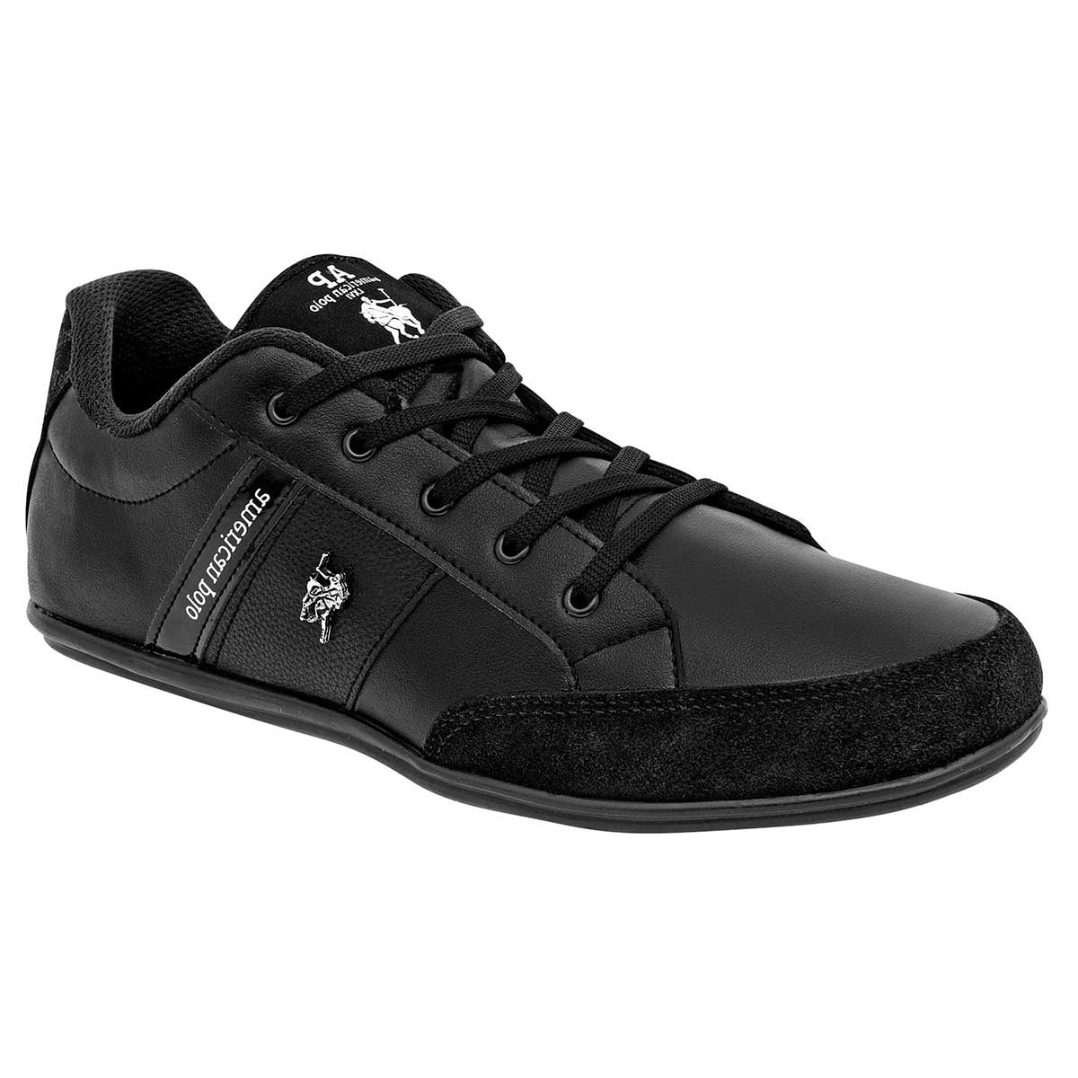 Tenis con cordones Exterior Piel Sintética Color Negro Con Blanco Para Hombre De American Polo