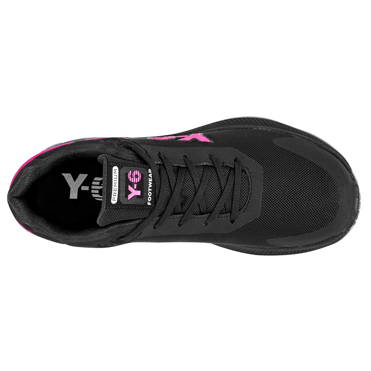 Tenis tipo deportivo  Exterior Textil Color Negro Con Fiusha Para Mujer De Y-6