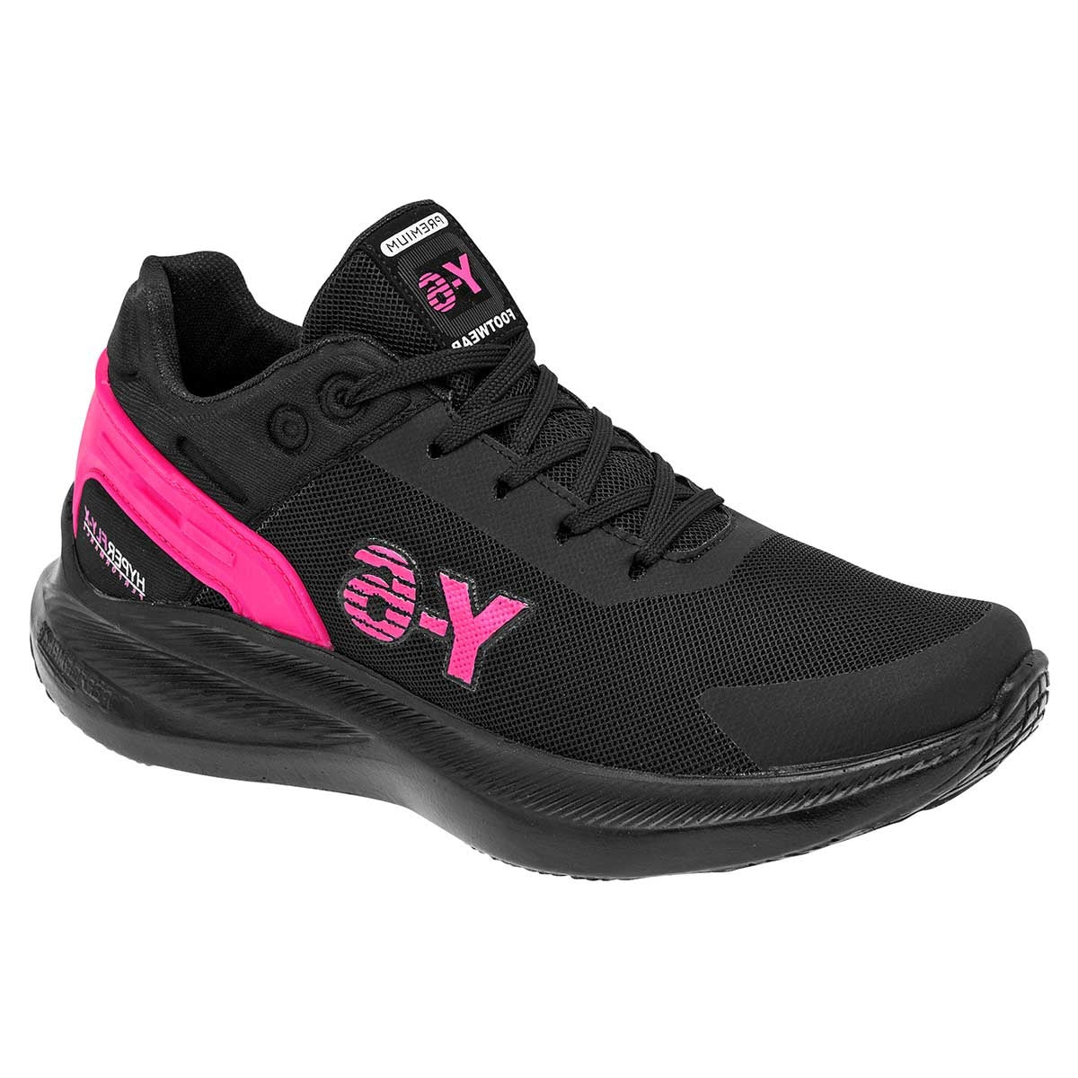 Tenis tipo deportivo Exterior Textil Color Negro Con Fiusha Para Mujer De Y-6