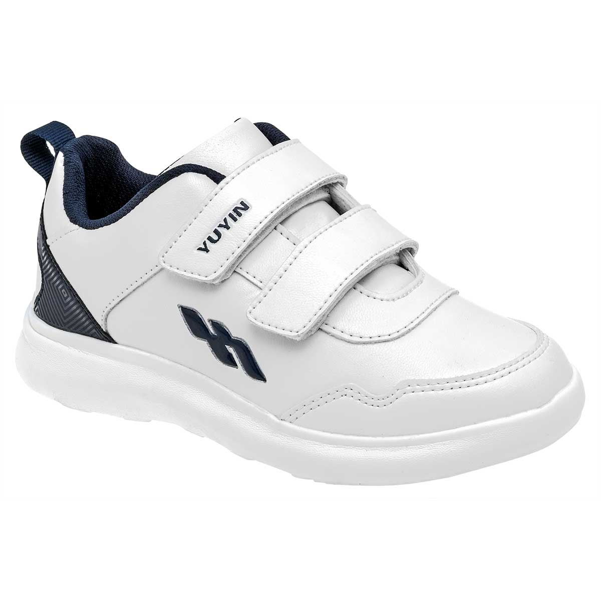 Tenis tipo Deportivo Exterior Piel sintética Color Blanco Con Marino Para Mujer De Yuyin