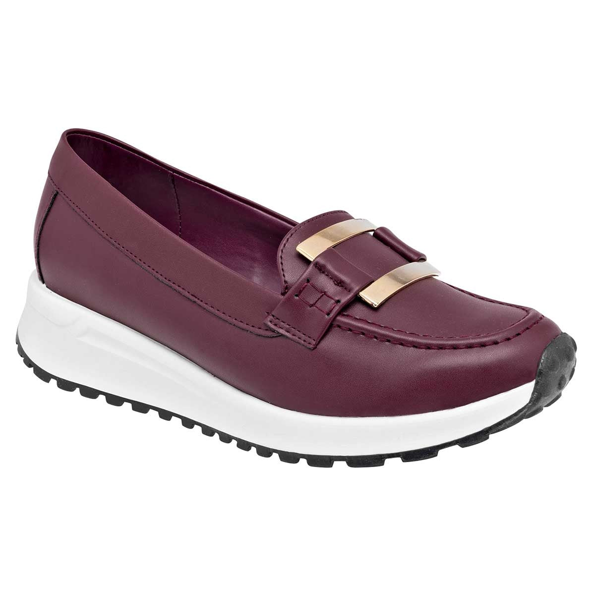 Mocasines Exterior Piel sintética Color Vino Para Mujer De Clasben