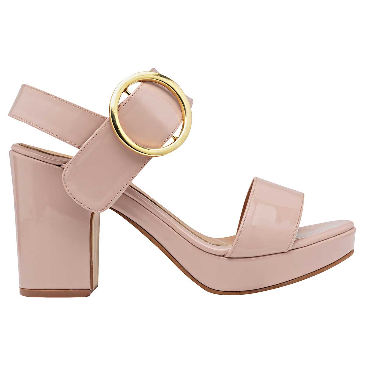 Sandalia con Tacón Exterior Sintético Color Beige Para Mujer De D'Cristian